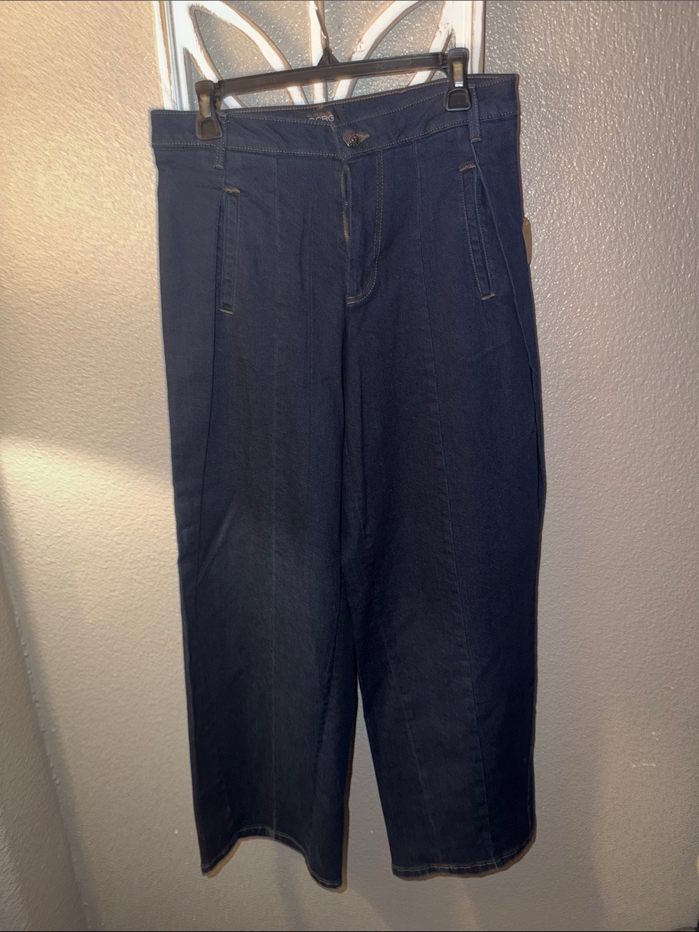 BCBG Men's Navy Relaxed Wide-Leg Jeans